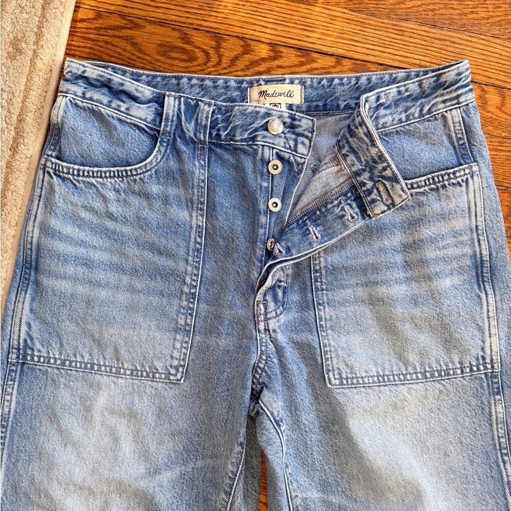 Madewell darted barrel jeans with raw hem